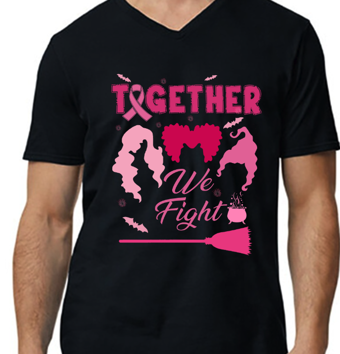 Together We Fight V Neck (available in white or black)