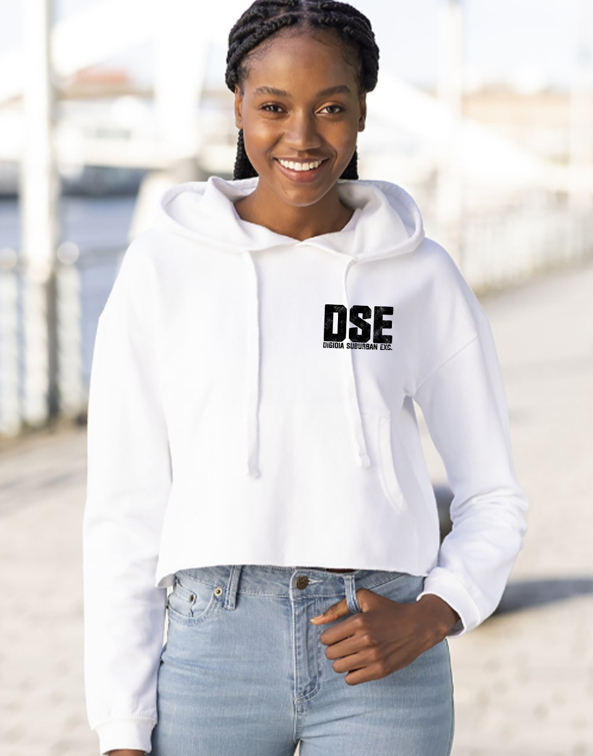 DSE Embroidered Womens Cropped Hoodie (multiple colors)