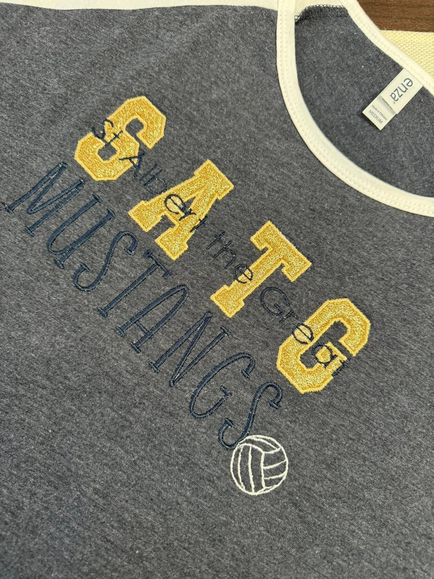 Embroidered Mustang Volleyball shirt