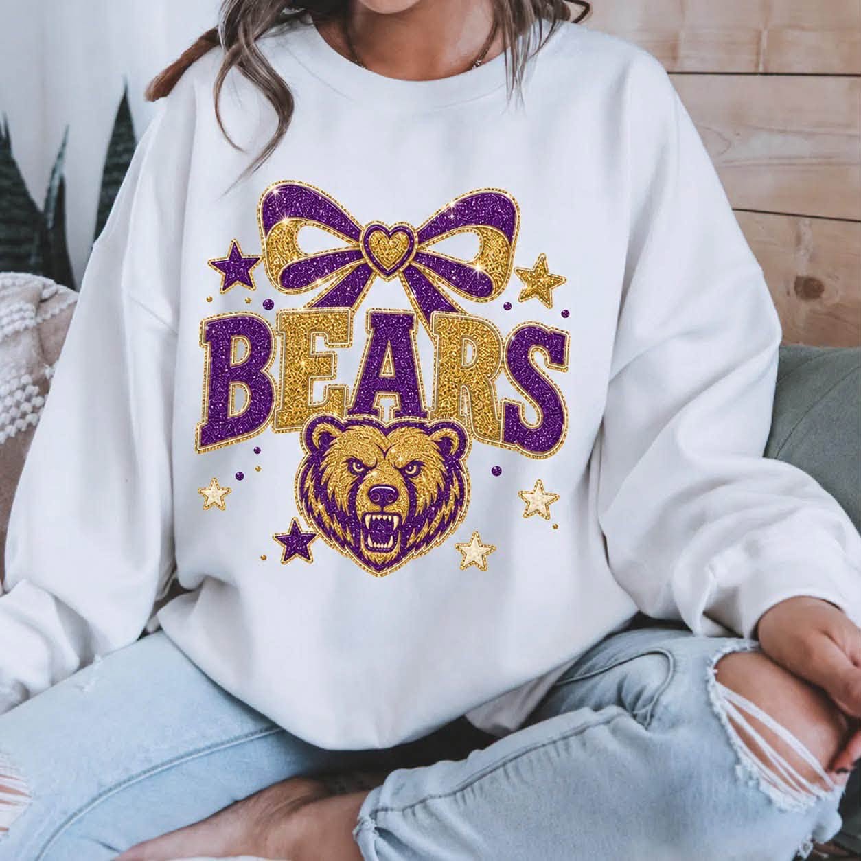 Faux Glitter Bears Sweatshirt