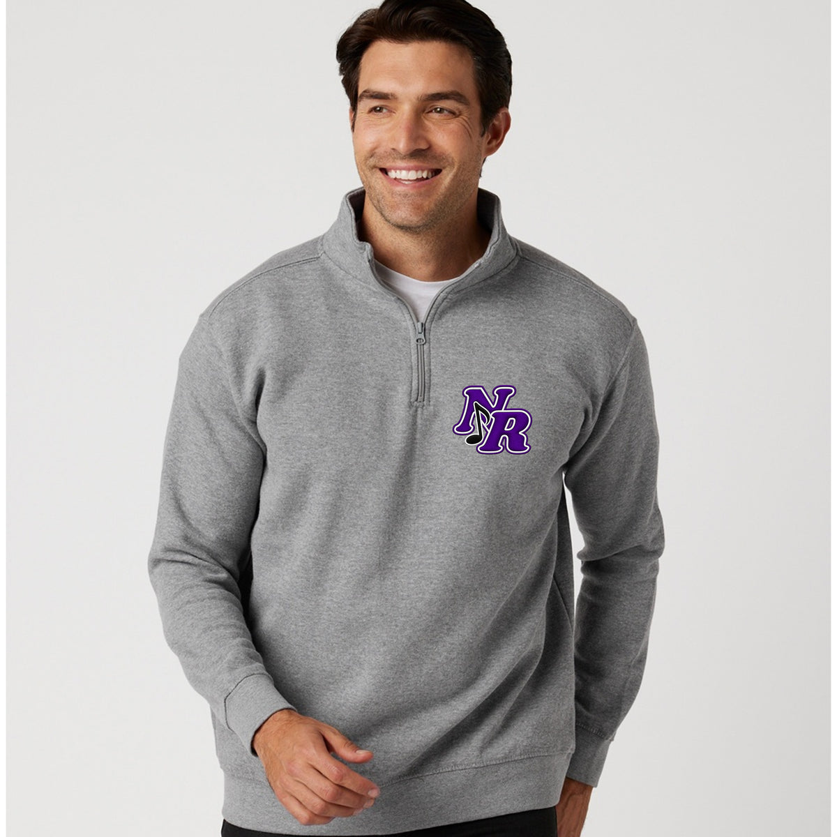 NR Choir 1/4 Zip Embroidered-Gray