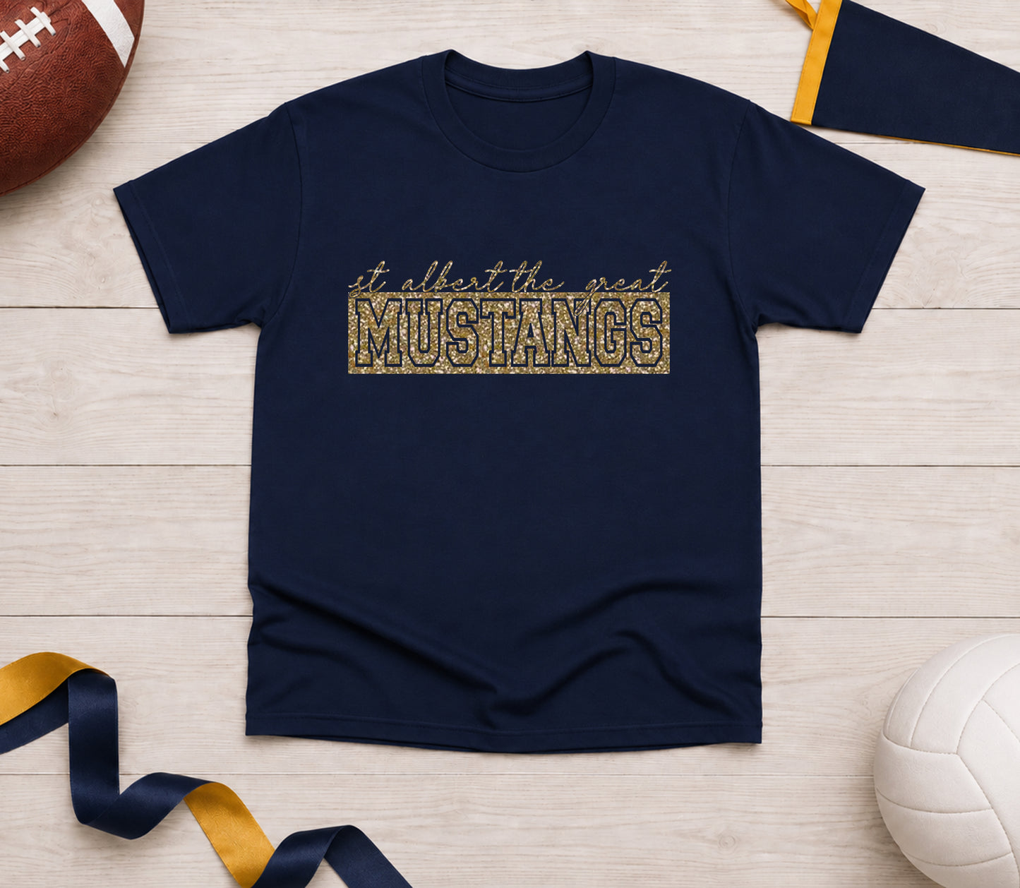 SATG Mustangs Navy with Gold Glitter (unisex fit)