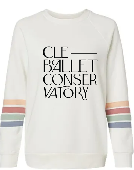 CLE Ballet Women's Striped Sleeves Crewneck Sweatshirt (PRINT)